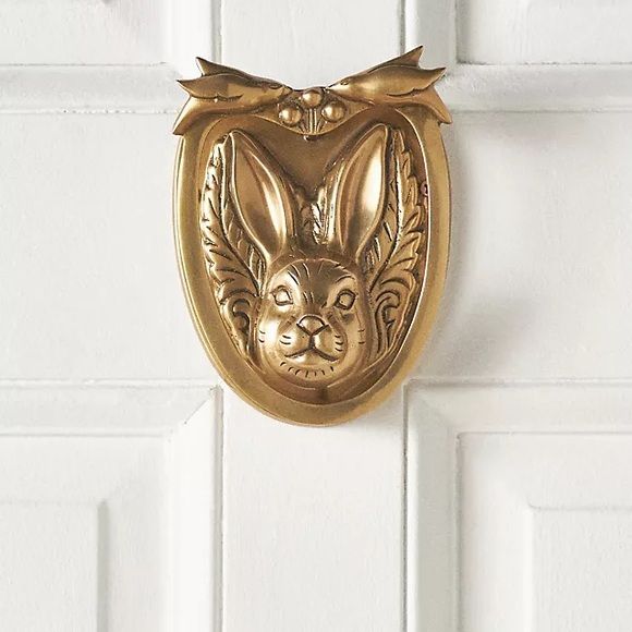 Anthropologie Aslan Gold Rabbit Wall Door Knocker New
